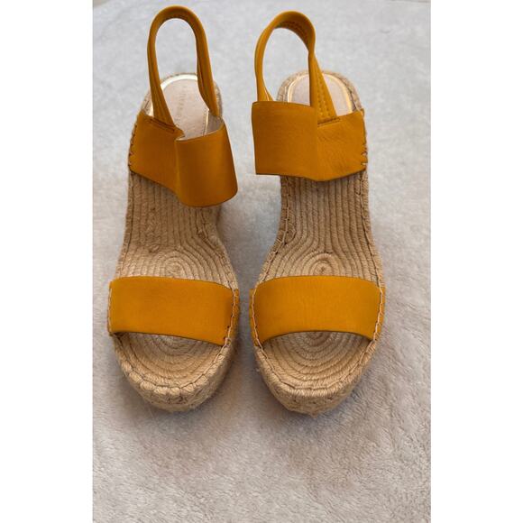 Katherine Kelly Women's Yellow Sunflower ORLA Sandy Wedges Heel Sandals Size 8.5 - Picture 1 of 6